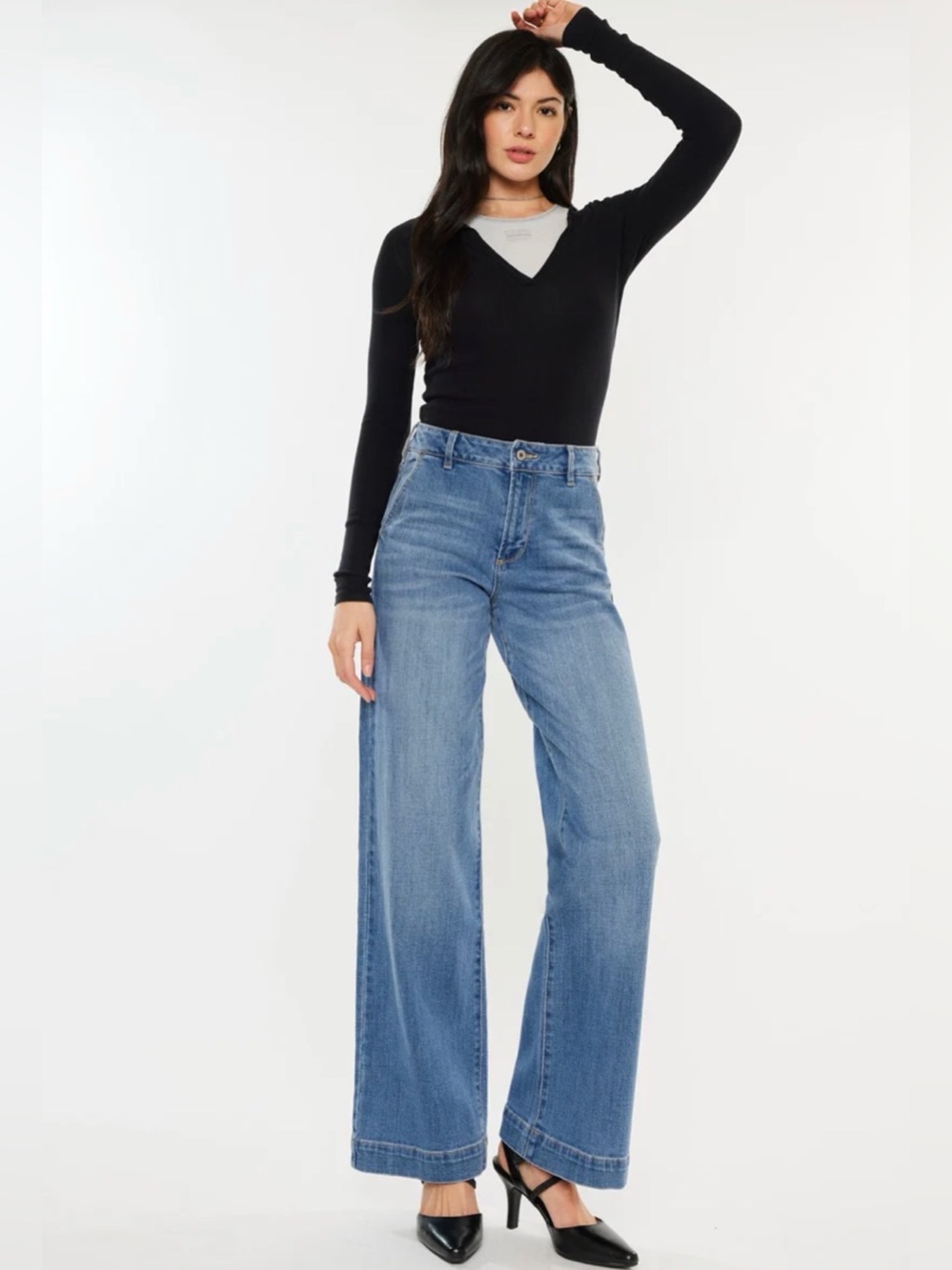 Kancan Bertha High Rise Wide Medium Wash, sz 15/31
